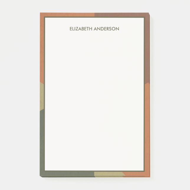 Notas Post-it® Bauhaus Terracotta Verde Abstracto Personalizado (Anverso)