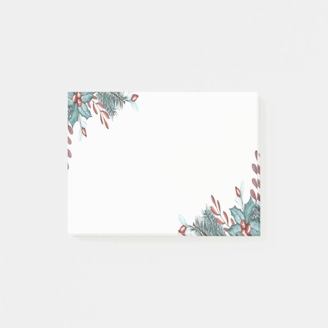 Notas Post-it® Bayas Ramas de Acebo de Navidad (Anverso)