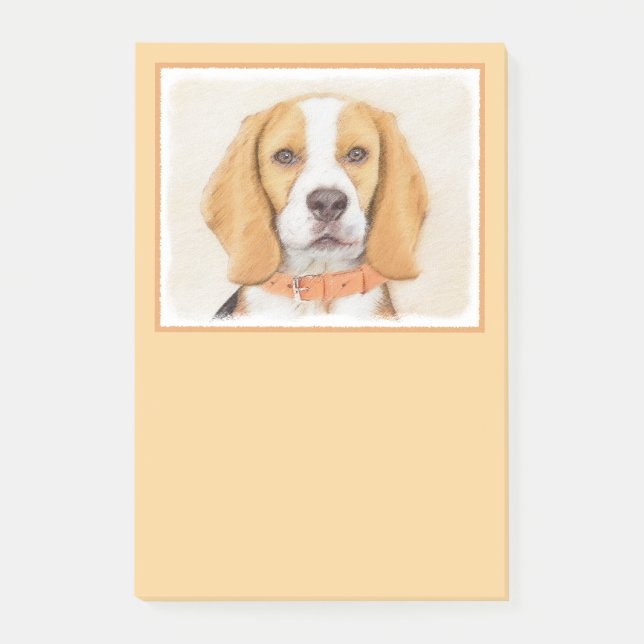 Notas Post-it® Beagle Hound Dog Pintura original de animales (Anverso)