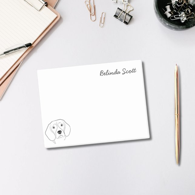 Notas Post-it® Beagle Lover Simple Perro Blanco y Negro Personali (Beagle Lover Simple Black & White Dog Personalized Post-it Notes)