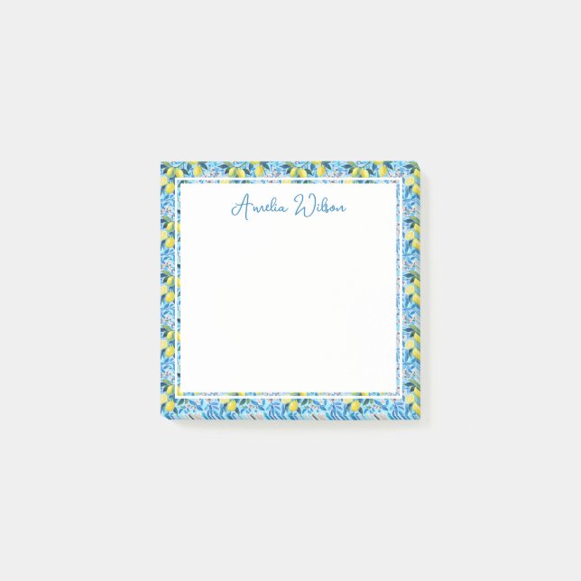 Notas Post-it® Beautiful Pattern of Vibrant Lemons Personalized (Anverso)