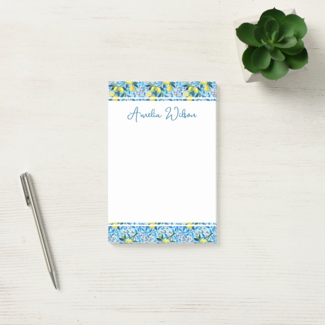 Notas Post-it® Beautiful Pattern of Vibrant Lemons Personalized (Oficina)