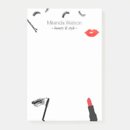 Notas Post-it® Beauty Biz Eyelashes Lips Artista de maquillaje Ma