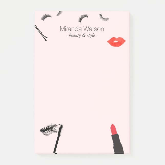 Notas Post-it® Beauty Biz Eyelashes Litros Maquillaje Mascara Ros (Anverso)