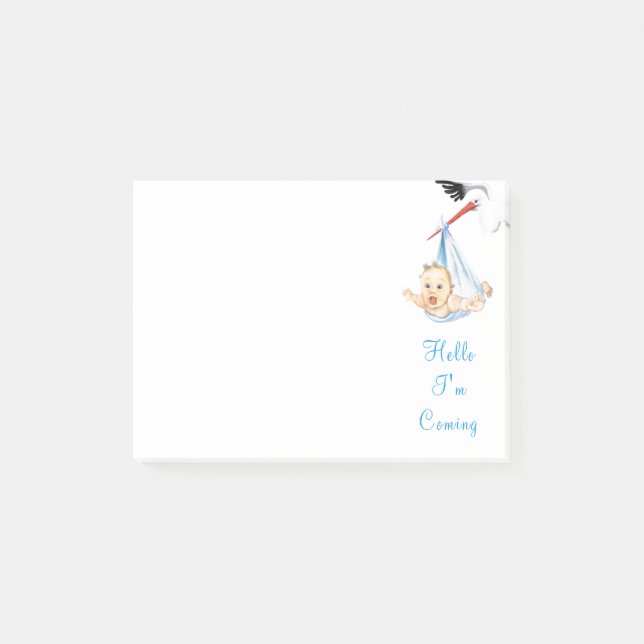 Notas Post-it® Bebé de transporte de cigüeñas - Hola - Agrega tu  (Anverso)