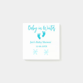 Notas Post-it® Bebé en invierno ducha de bebé azul pies bebé neva