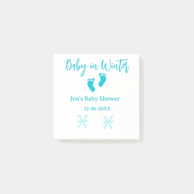 Notas Post-it® Bebé en invierno ducha de bebé azul pies bebé neva (Anverso)