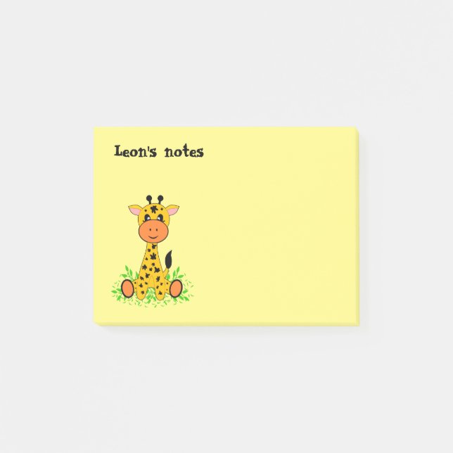 Notas Post-it® Bebé jirafa divertida y linda para niños,  (Anverso)