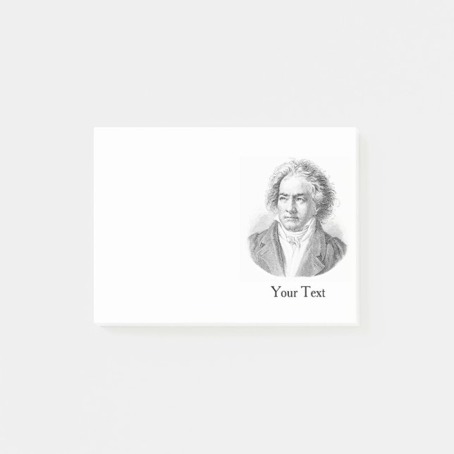 Notas Post-it® Beethoven blanco y negro (Anverso)