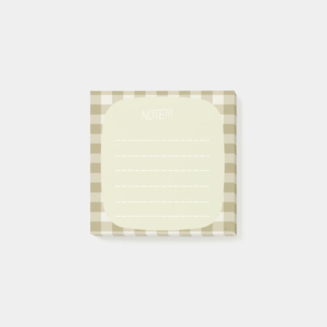 Notas Post-it® Beige Plaid Note Design (Anverso)
