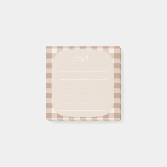 Notas Post-it® Beige Plaid Note Design (Anverso)