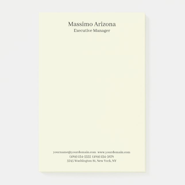 Notas Post-it® Beige Simple Sencillo Profesional Moderno Minimali (Anverso)