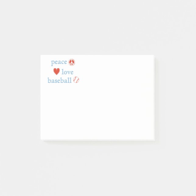 Notas Post-it® Béisbol del amor de la paz (Anverso)