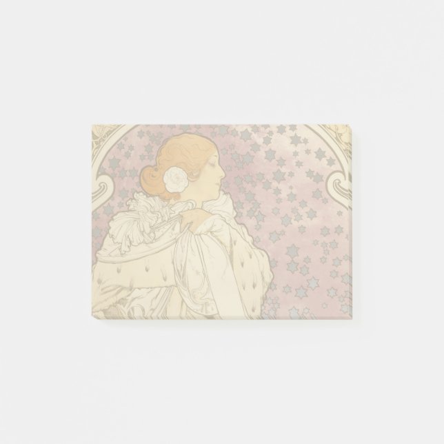 Notas Post-it® Belleza de mujer mucha Art Nouveau (Anverso)