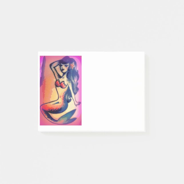 Notas Post-it® belleza de sirena de pelo oscuro (Anverso)