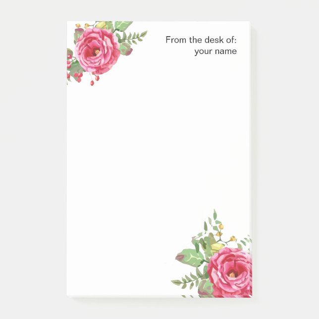 Notas Post-it® Belleza floral del escritorio de (Anverso)