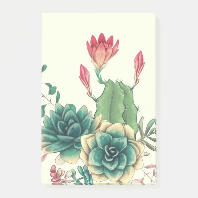 Notas Post-it® Bellos Cactus Con Flor (Anverso)
