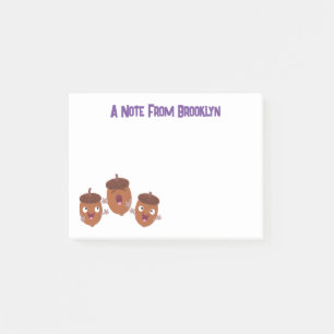 Notas Post-it® Bellotas felices y lindas cantando dibujos animado