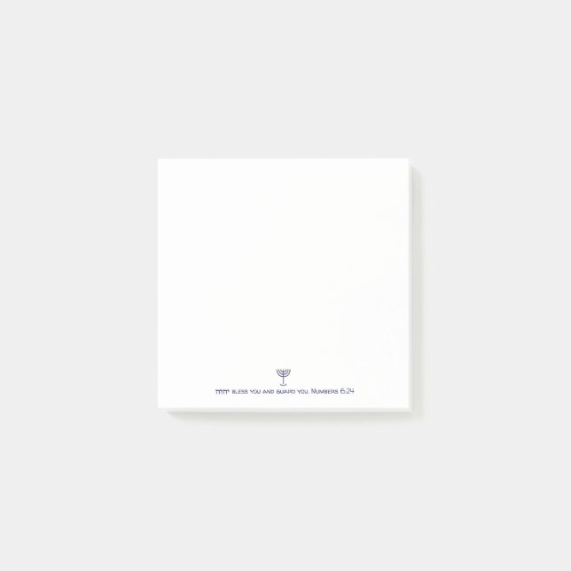 Notas Post-it® Bendición moderna de la menorá azul blanco dorado  (Anverso)