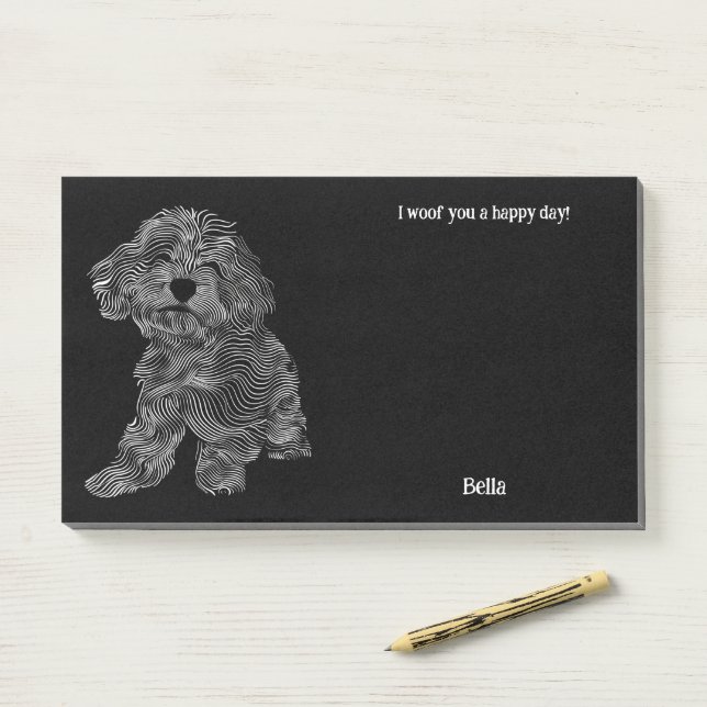 Notas Post-it® Bernedoodle Abstract Art Dog Name (En escritorio)