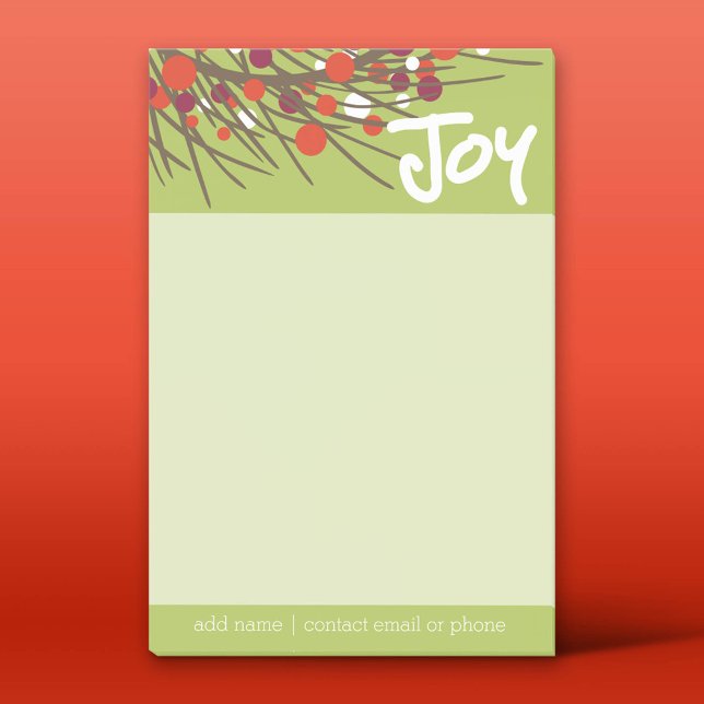 Notas Post-it® Berry Wreath con alegría y familia Personalizado (Custom Post-It Notepad)