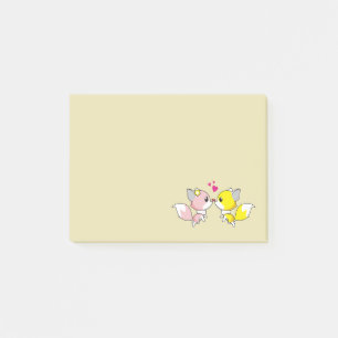 Notas Post-it® Besada de la pareja de Fox con corazoncitos en la