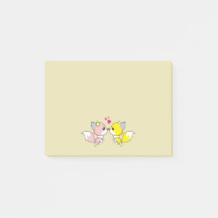 Notas Post-it® Besada de la pareja de Fox con corazoncitos en la