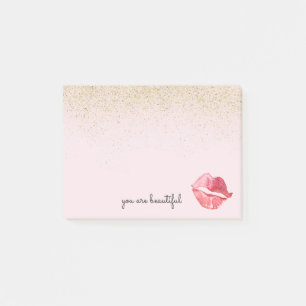 Notas Post-it® Beso atractivo de la acuarela del oro usted es