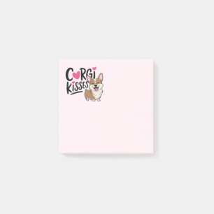 Notas Post-it® Besos de Corgi Corazones Rosas Amantes de Perros