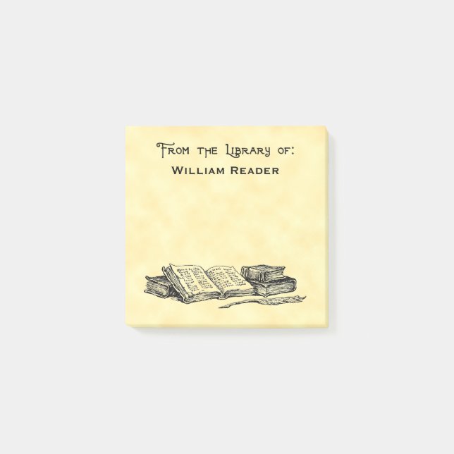 Notas Post-it® Biblioteca personalizado de libros antiguos y escr (Anverso)