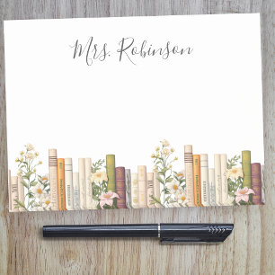 Notas Post-it® Bibliotecario Maestro Libros y Flores Silvestres