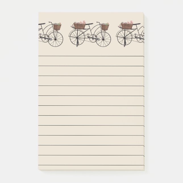 Notas Post-it® Bicicleta Antigua Con Cestas (Anverso)