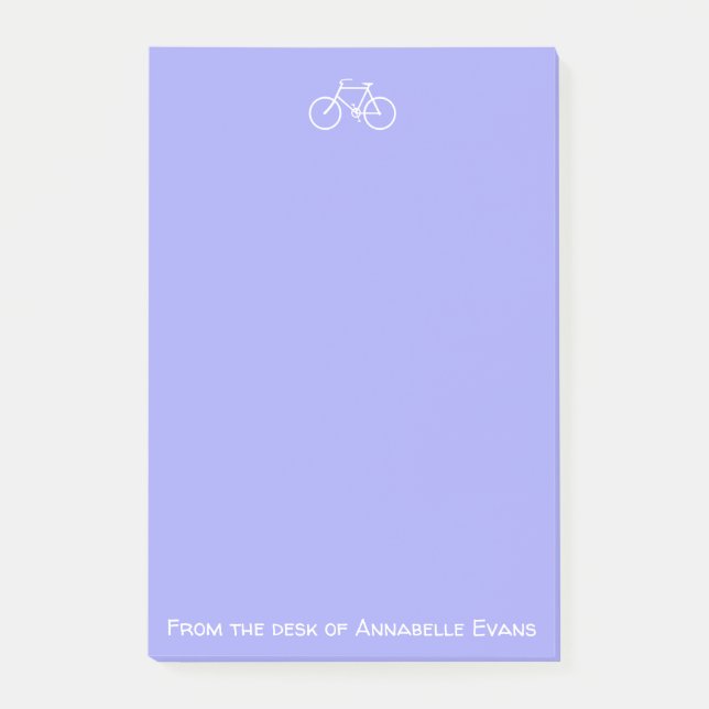 Notas Post-it® Bicicleta blanca en violeta (Anverso)