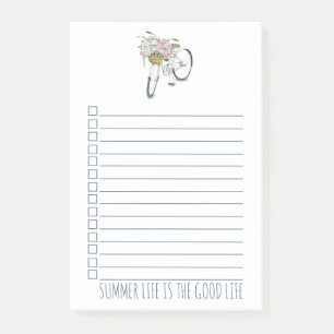 Notas Post-it® Bicicleta con cesta de flores rosadas Vida de vera