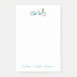 Notas Post-it® Bicicleta de dos acuarelas Tandem y nombres