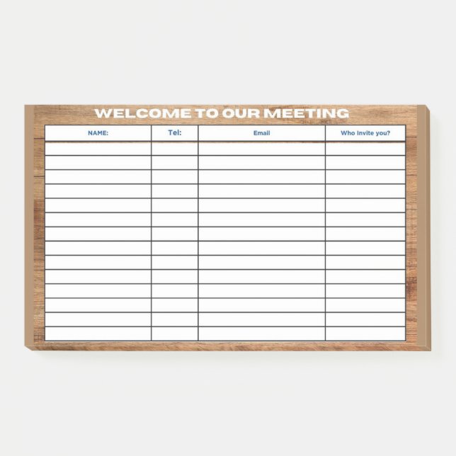 NOTAS POST-IT® BIENVENIDOS A NUESTRA REUNIÓN (Anverso)