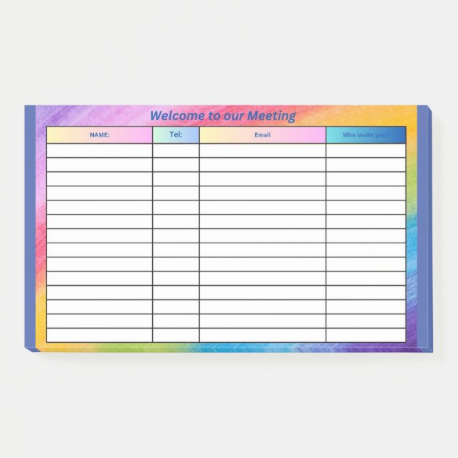 NOTAS POST-IT® BIENVENIDOS A NUESTRA REUNIÓN (Anverso)