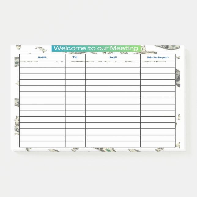 NOTAS POST-IT® BIENVENIDOS A NUESTRA REUNIÓN (Anverso)