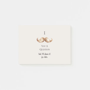 Notas Post-it® Bigote de Rayas de Crema Azul Te Hace Una Pregunta