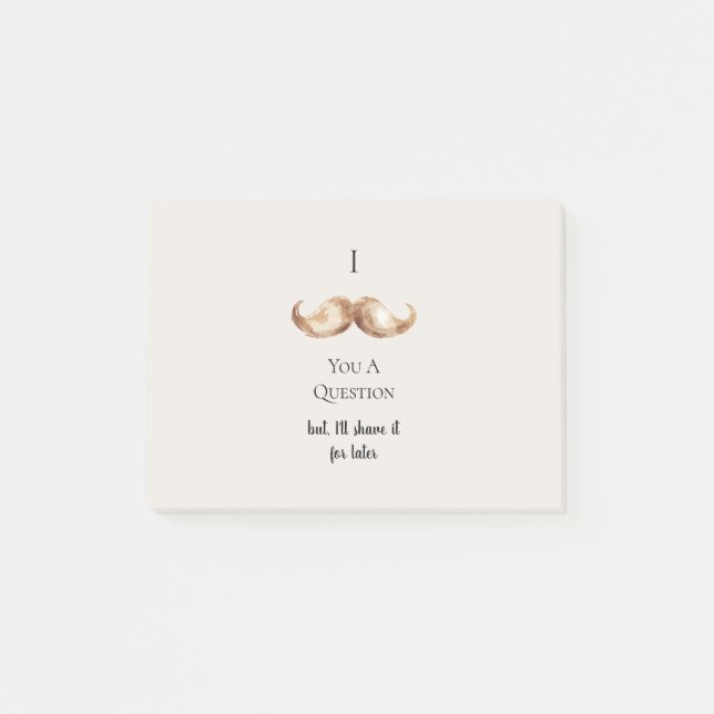 Notas Post-it® Bigote de Rayas de Crema Azul Te Hace Una Pregunta (Anverso)