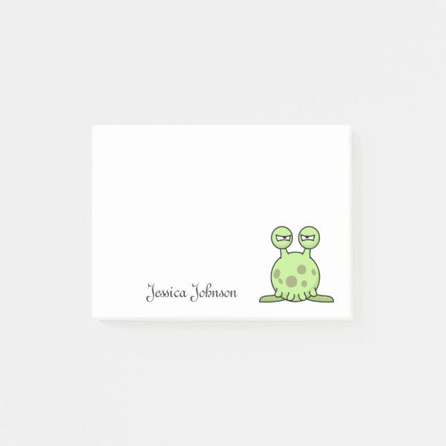 Notas Post-it® Billete de Alienario Verde Divertido y Personaliza (Anverso)