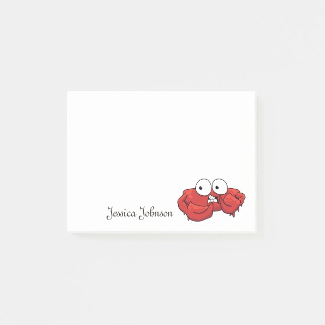 Notas Post-it® Billete divertido y personalizado de cangrejo rojo (Anverso)