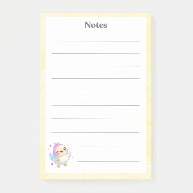 Notas Post-it® Bird Notepad Cute Pastel Bird (Anverso)