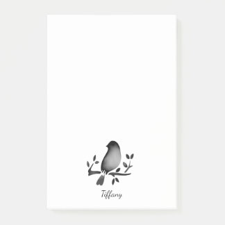 Notas Post-it® Bird watercolor black white saturated