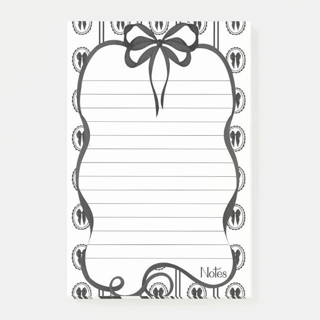 Notas Post-it® Black Bow Notes 4x6 Sticky Notepad (Anverso)