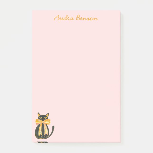 Notas Post-it® Black cat with coquette bow (Anverso)