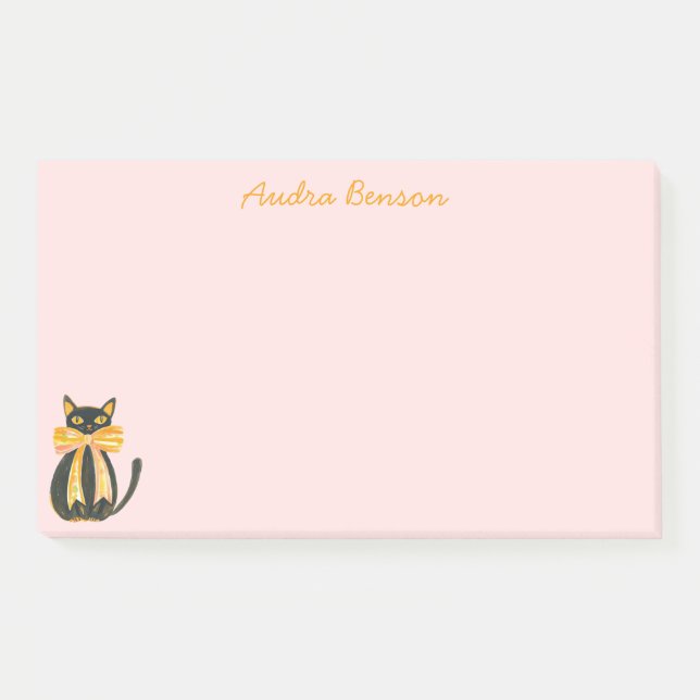 Notas Post-it® Black cat with coquette bow (Anverso)