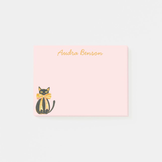 Notas Post-it® Black cat with coquette bow (Anverso)