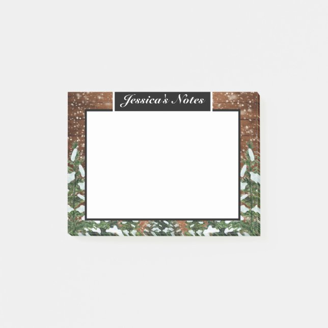 Notas Post-it® Black Country Snowy Wood & Forest Pine Custom en e (Anverso)