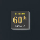 Notas Post-it® Black, Faux Gold 60th Birthday, con nombre persona<br><div class="desc">Este sencillo diseño de notas muestra un mensaje como "¡Cumpleaños número 60 de FirstName!", donde el "60" tiene un aspecto falso/imitación de color dorado, en un fondo de color negro. El nombre se puede personalizar. Notas como estas podrían ser usadas como decoraciones en una fiesta de cumpleaños para alguien que...</div>